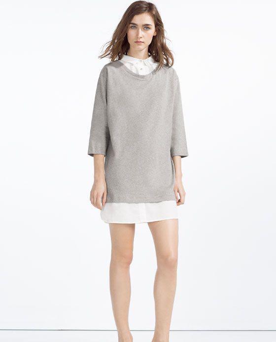 Zara Grey Sweater Dress with Collar 