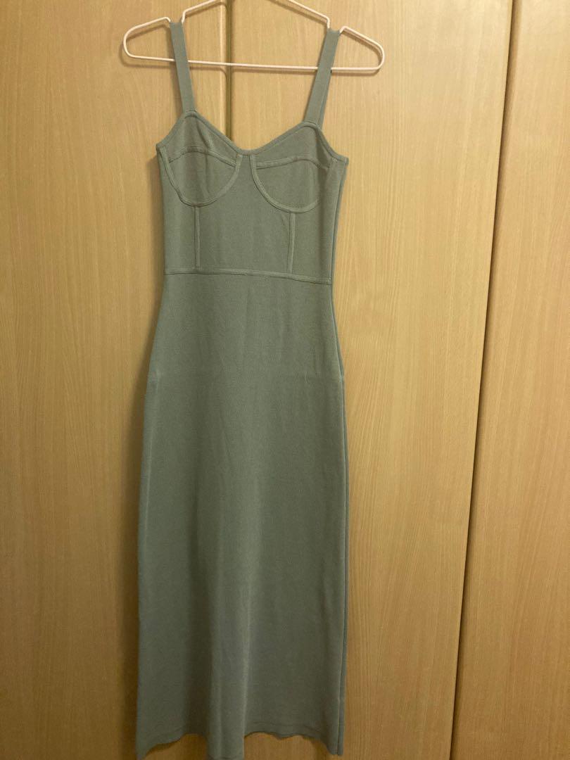 Zara Sage Green Bodycon Dress, Women's ...
