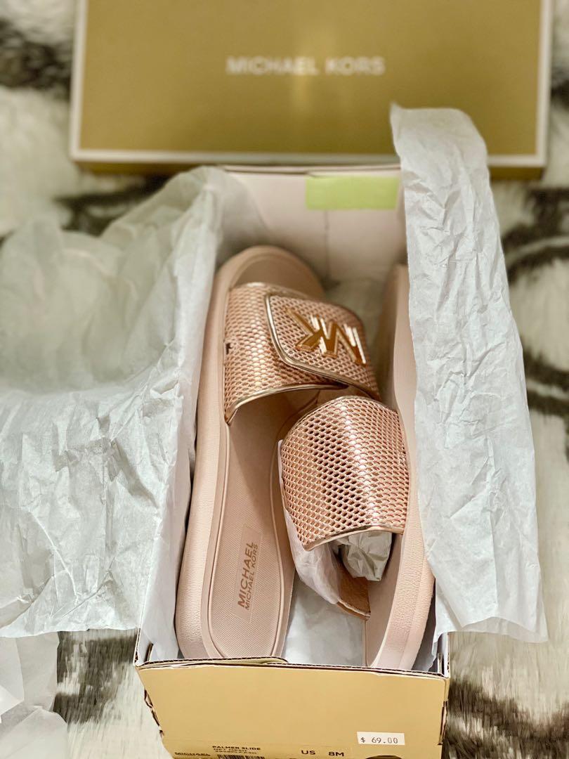 Rose gold mk slides clearance