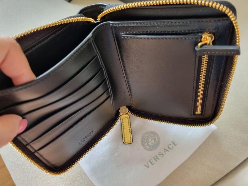 100% Authentic Versace Zip Around Wallet, Women's Fashion, Bags ...