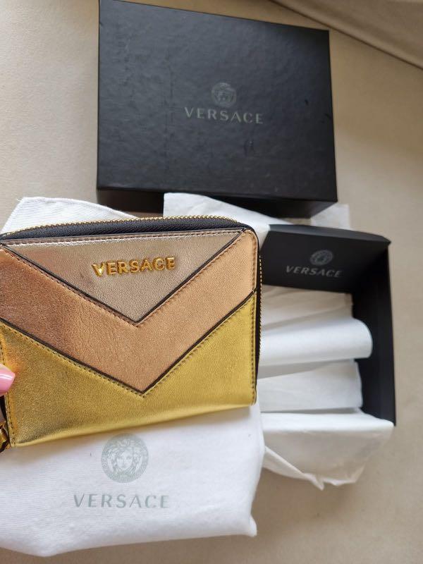 100 Authentic Versace Zip Around Wallet, Women's Fashion, Bags & Wallets, Wallets & Card