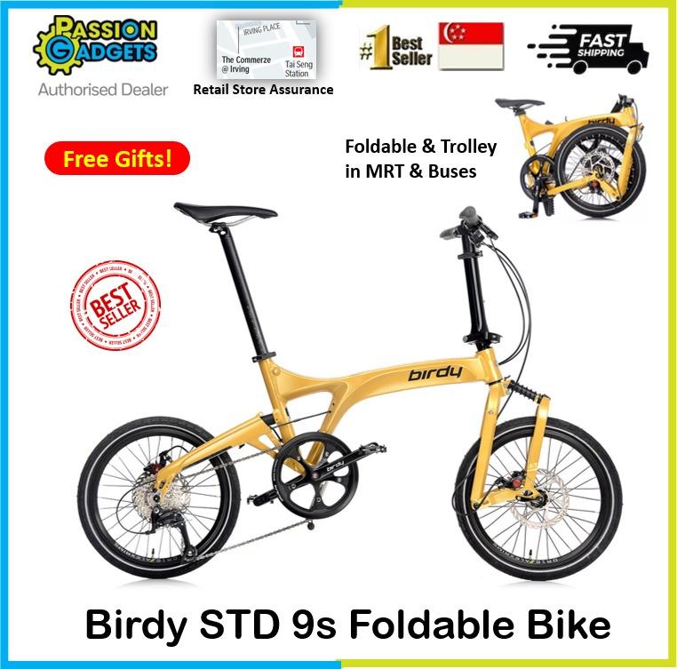 18inch Birdy City Standard 9S 9SP Lightweight Foldable Folding Bike Bicycle Shimano Disc Brake 9 Speed Brown Metallic Gold