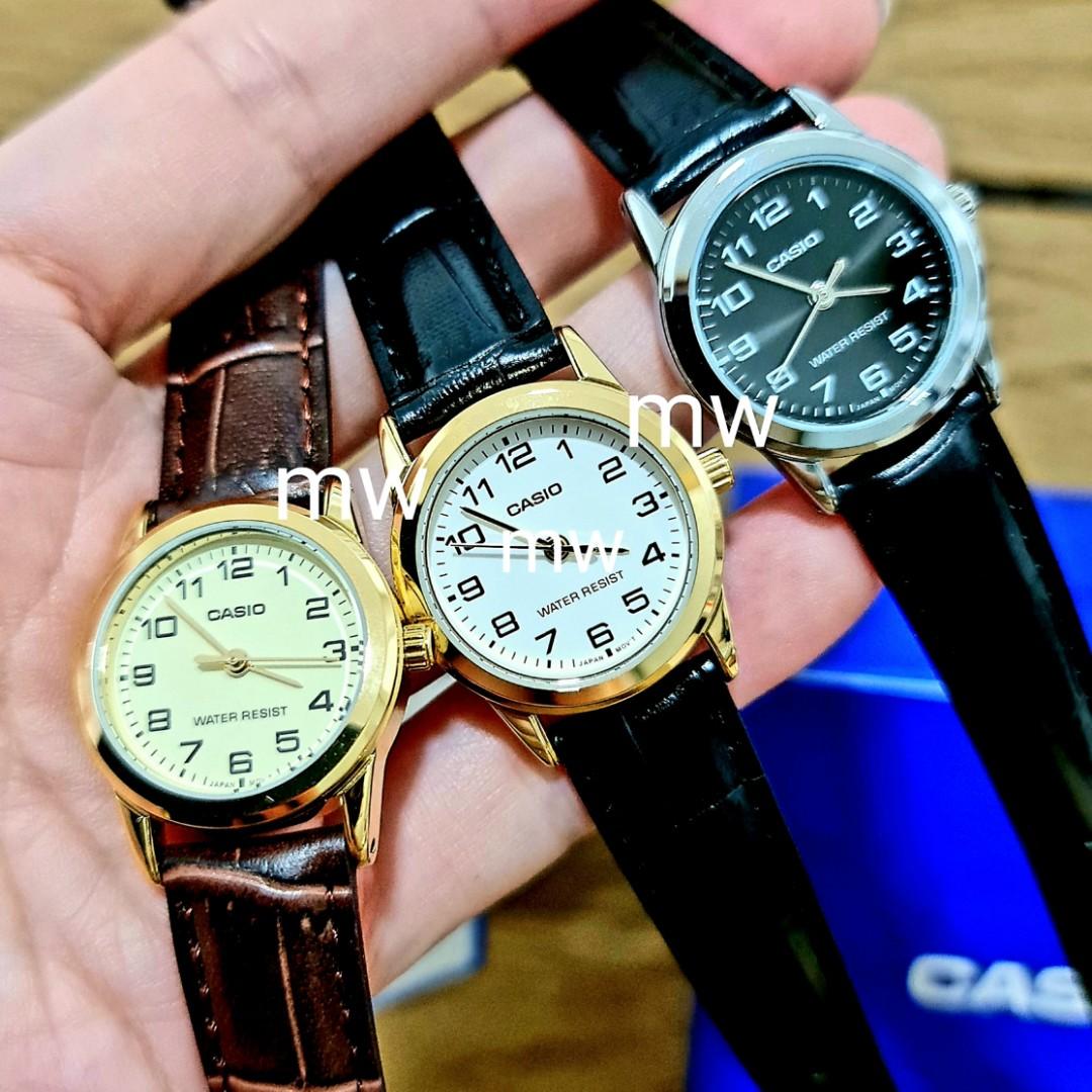 Casio ladies leather quartz analog watch brand new