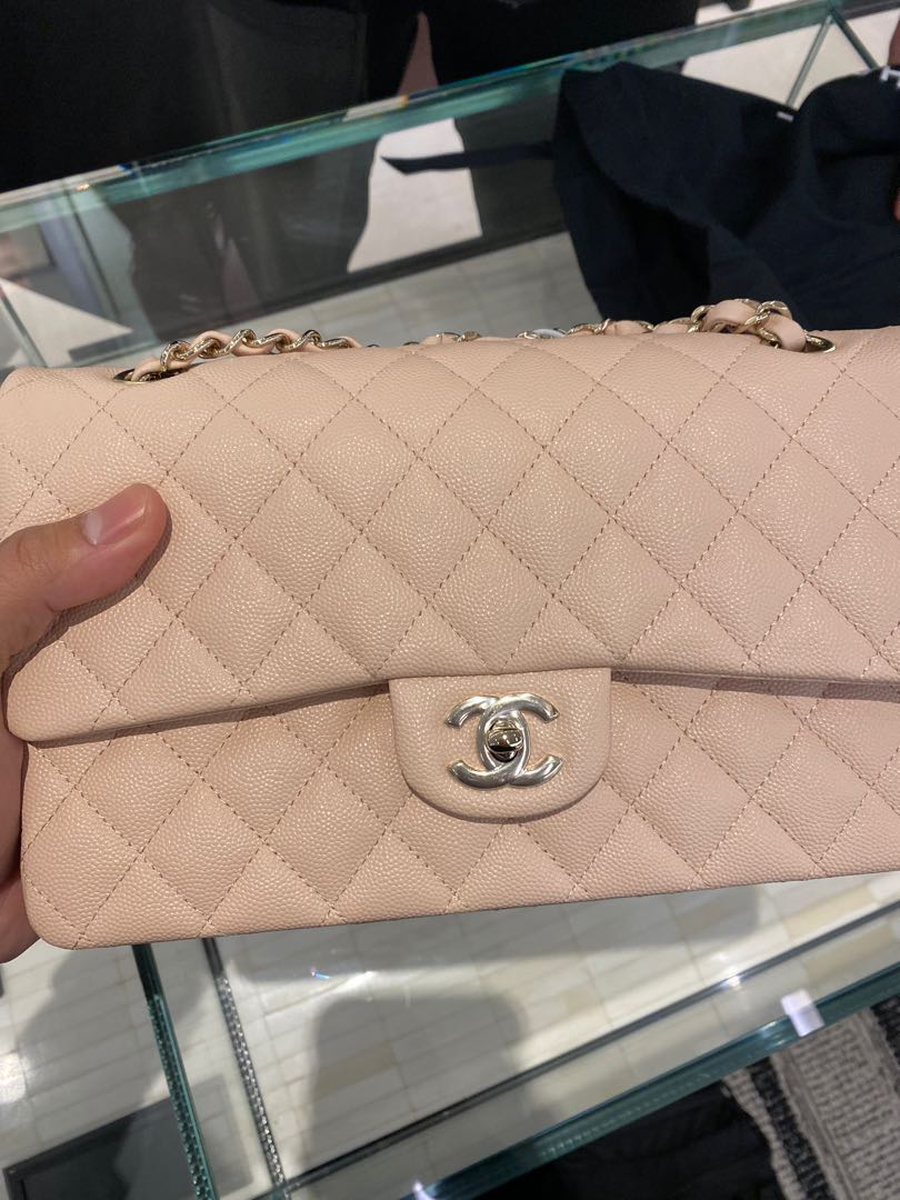 Chanel classic medium flap bag 22c beige clair, Women's Fashion
