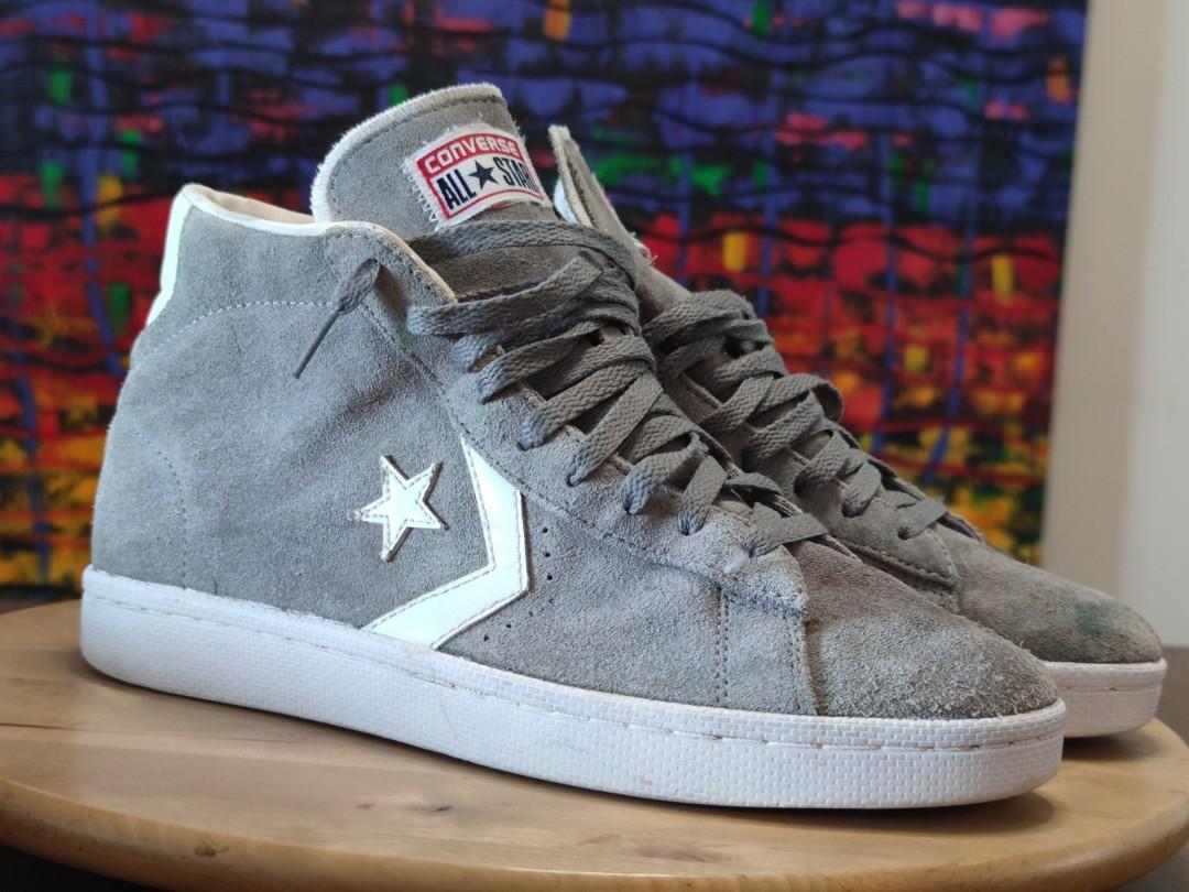 Converse pro leather deals suede grey