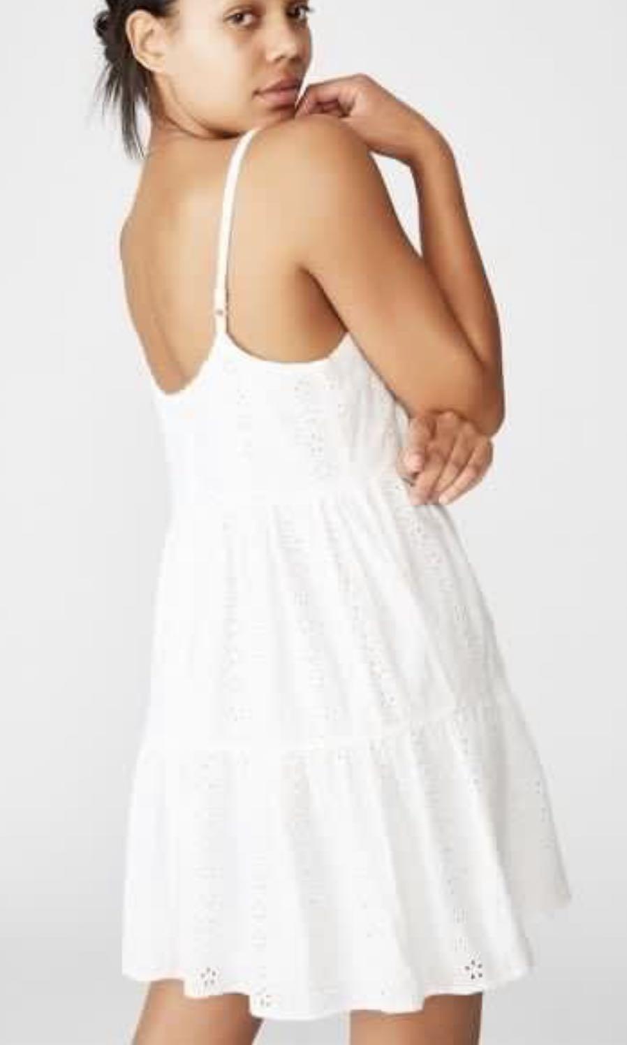 Cotton On White Eyelet Babydoll Dress Women s Fashion Dresses