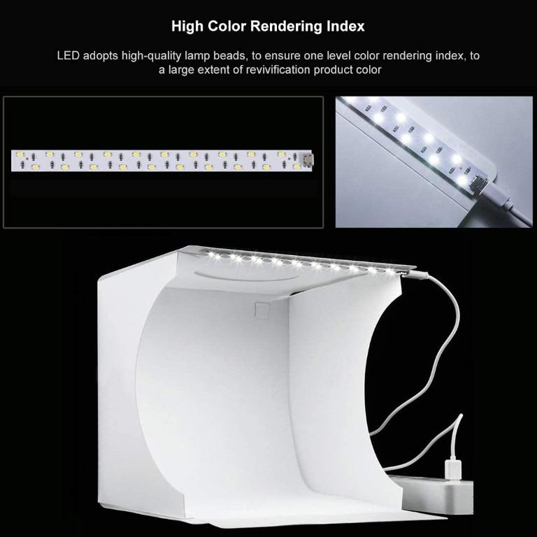 DUCLUS Mini Photo Studio Light Box,Portable Folding Photography Light Tent  kit with 40pcs LED Light + 6 Kinds Color Backgrounds for Small Size