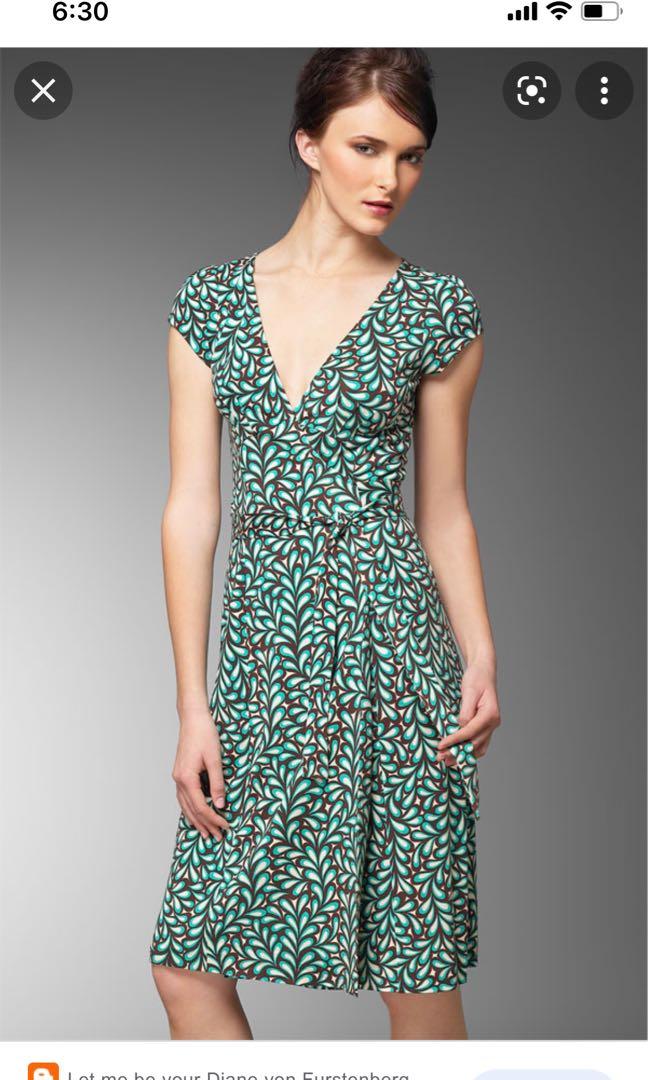 DVF Diane Von Furstenberg Wrap Dress Green Size 6 , Women's Fashion, Dresses  \u0026 Sets, Dresses on Carousell