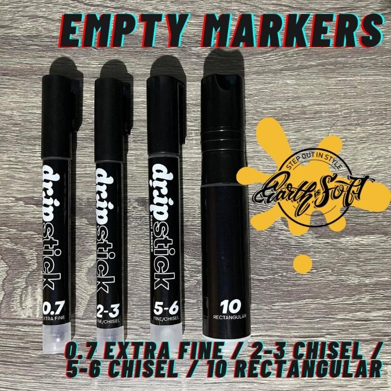 EMPTY MARKERS - REFILLABLE PAINT MARKERS - DRIP BY PHILOSCOPIC - CUSTOMIZATION - EARTH IS SOFT (Category: Craft Supplies & Tools) located in Caloocan City. Submitted by earthissoft (Listing ID 1125948350, Image 1). Description: 0.7MM ₱100 2-3MM ₱100 5-6MM ₱115 10MM ₱130 The DripStick EMPTY PAINT Marker is a high quality manufactured refillable empty marker. Sizes include a 0.7mm, 2-3mm, 5-6mm and 10mm. The optimum flow control pump-valve system a