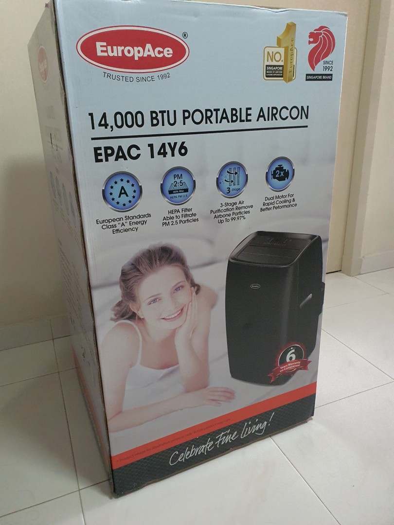 EuropAce EPAC 14Y6 4-In-1 Portable Aircon with Remote Control, TV ...