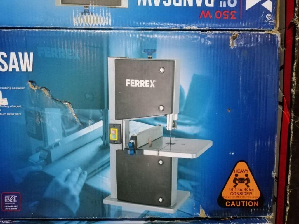 Ferrex 350W 8" Bandsaw (Category: Construction Tools & Equipment) located in San Pedro. Submitted by aus-plus (Listing ID 1126014321, Image 2). Description: -solid table which tiltabe from 0 degrees to 45 degrees -powerful induction motor provides quiet,powerful cutting operation -long ripping fence for accurate,straight cuts -quick lock function -solid all steel construction generous cutting capacity -300 x 300mm table top for good support of me