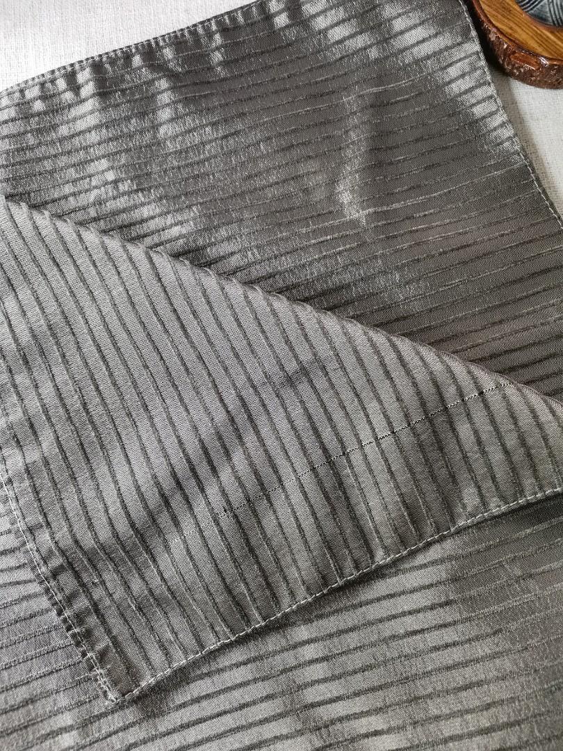 Gray Stripe Runner (Category: Table Linen & Textiles) located in Talisay. Submitted by enavnai13 (Listing ID 1126107898, Image 2). Description: Gray Stripe Runner / Cover 1 pc available Back to back Pwede as table runner or console table cover Meron line sa fabric pero hindi naman kita if yun ang pa-ilaliman Good quality fabric Size: 90 x 19 inches 350 + SF.