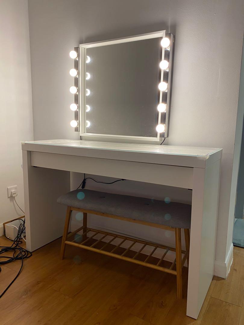 Ikea Dressing Table With Chair Mirror and Lights
