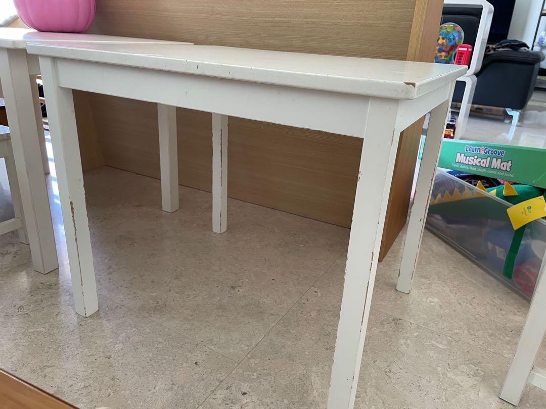 IKEA wooden KRITTER Table in white, Furniture & Home Living, Furniture