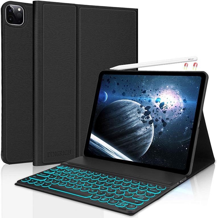 iPad Pro 11 Case with Keyboard 2020 2018,Boriyuan iPad 11 Case Stand Folio Leather Cover with Detachable Wireless Bluetooth Keyboard for iPad Pro 11 inch,Support Apple Pencil Charging Black