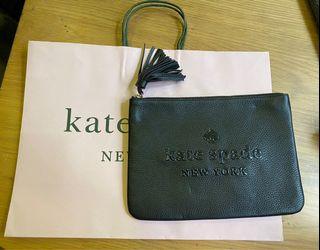 Kate Spade Large Tassel Pouch-Sienna Logo Black & Pink