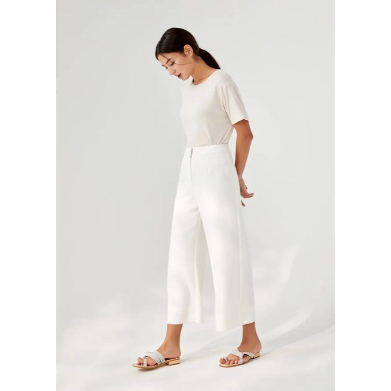 LB - Sheba Tailored Wide Leg Pants White, Women's Fashion, Bottoms