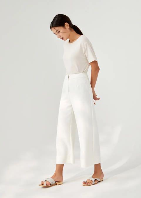 LB - Sheba Tailored Wide Leg Pants White, Women's Fashion, Bottoms