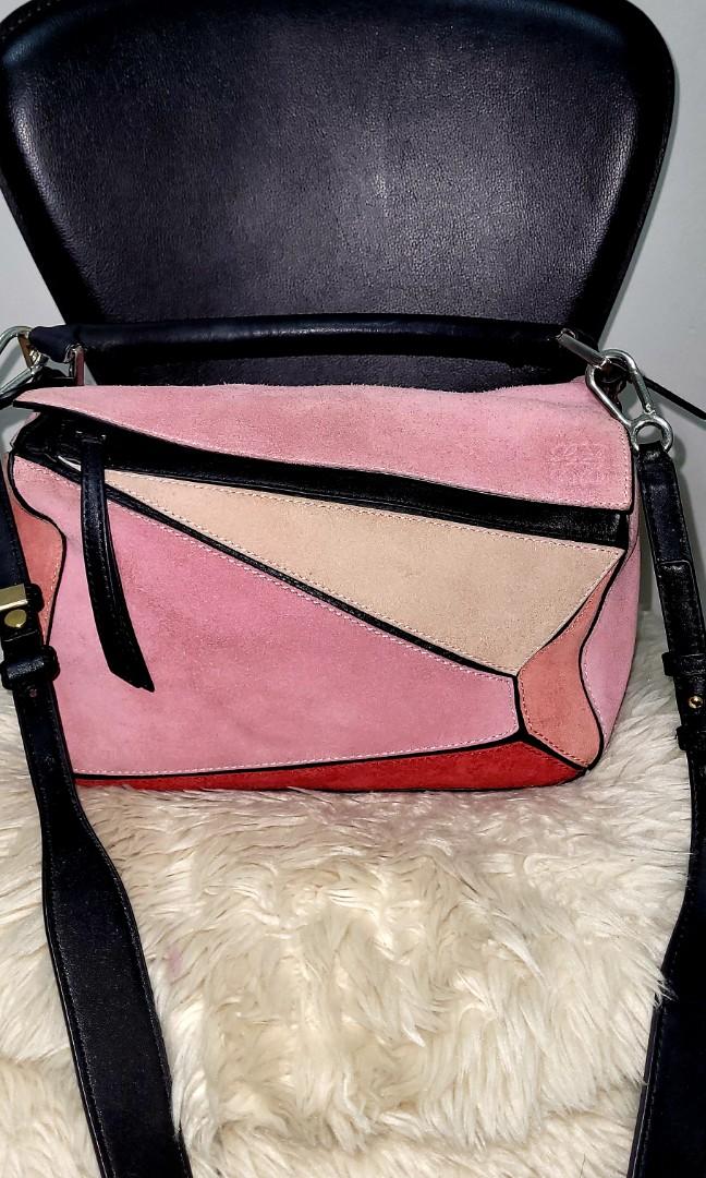 Loewe suede puzzle hotsell bag