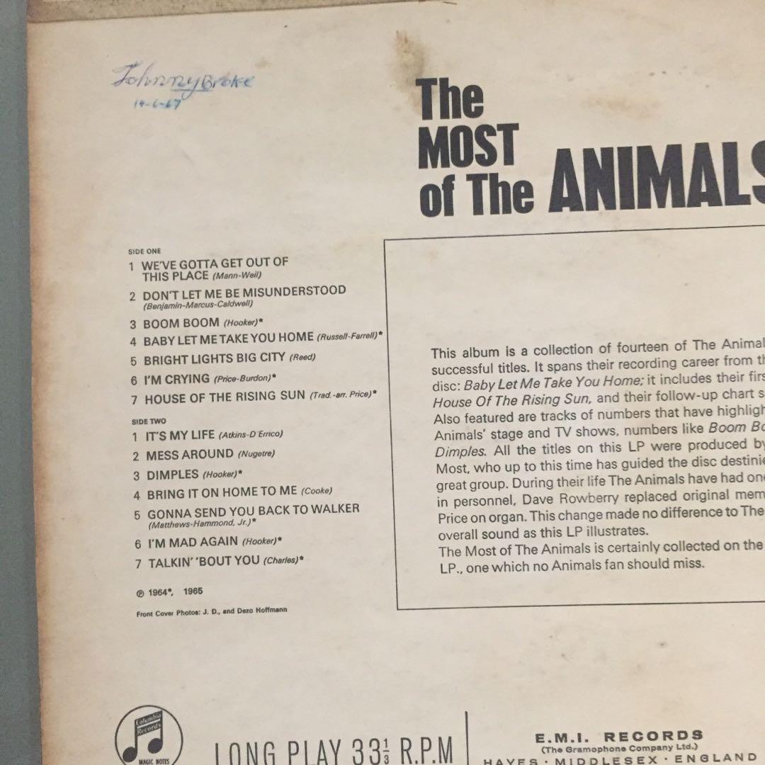 Lp - The Animals (Most of), Hobbies & Toys, Music & Media, CDs & DVDs on  Carousell