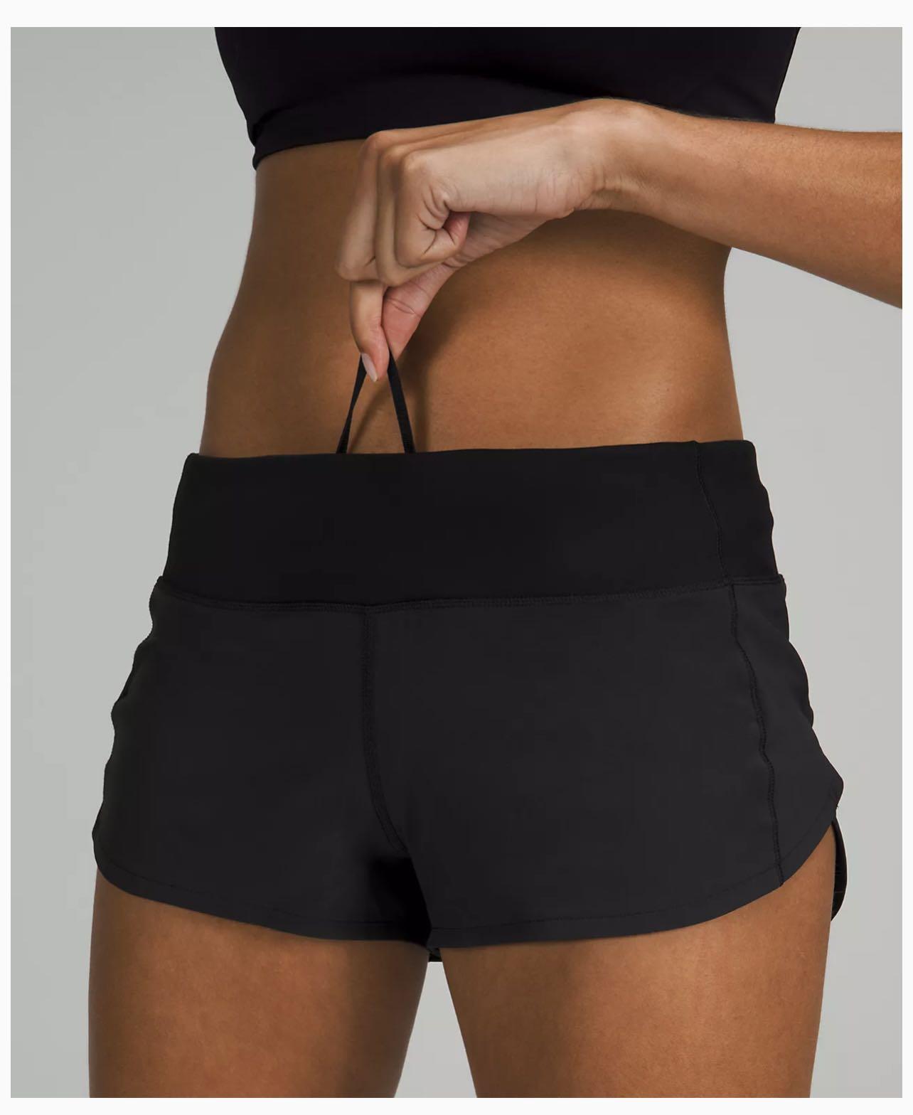 Lululemon Black Speed Up shorts, Low waisted 2.5