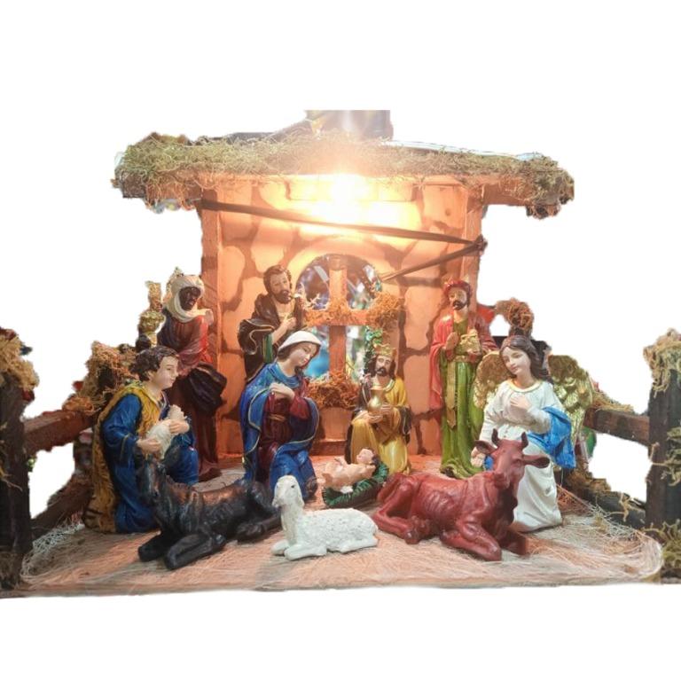 Nativity Set Belen Christmas Decor Baby Jesus Fiber Resin 13