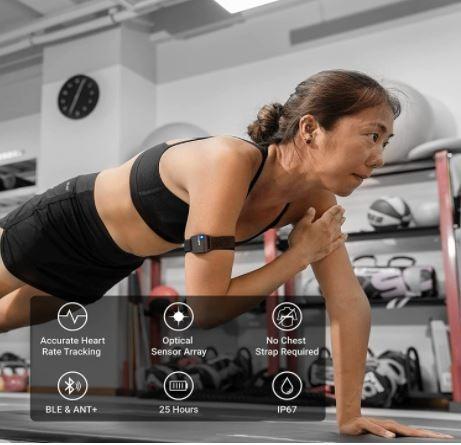 NEW COOSPO Bluetooth ANT Heart Rate Monitor Armband Optical HRM Sensor Waterproof IP67 Fitness Tracker Armband Compatible with Zwift Wahoo Fitness Endomondo Peloton One More Free Armband Health Nutrit...