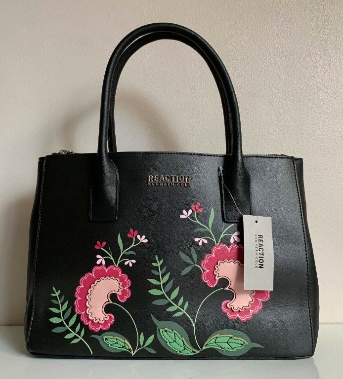 NEW KENNETH COLE REACTION BLACK GARDEN PARTY TRIPLE ENTRY SATCHEL