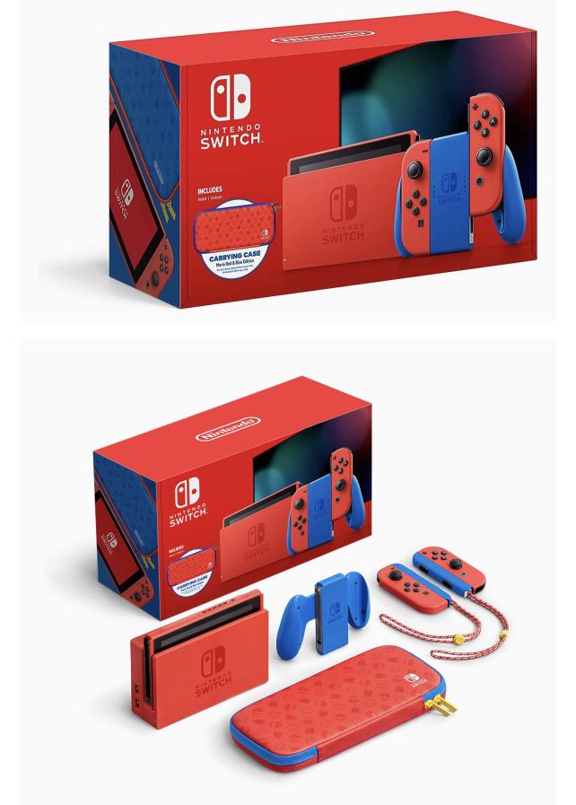 Nintendo Switch Console, Mario Red/Blue Limited Edition, Video Gaming