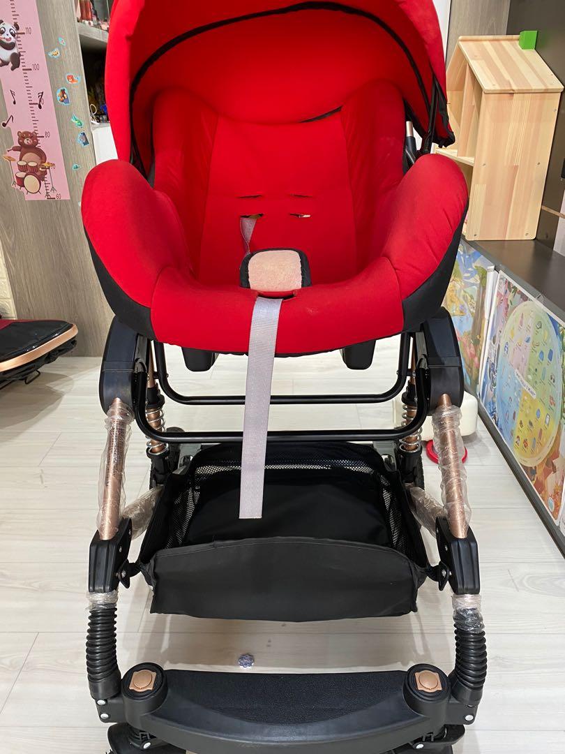 red baby stroller