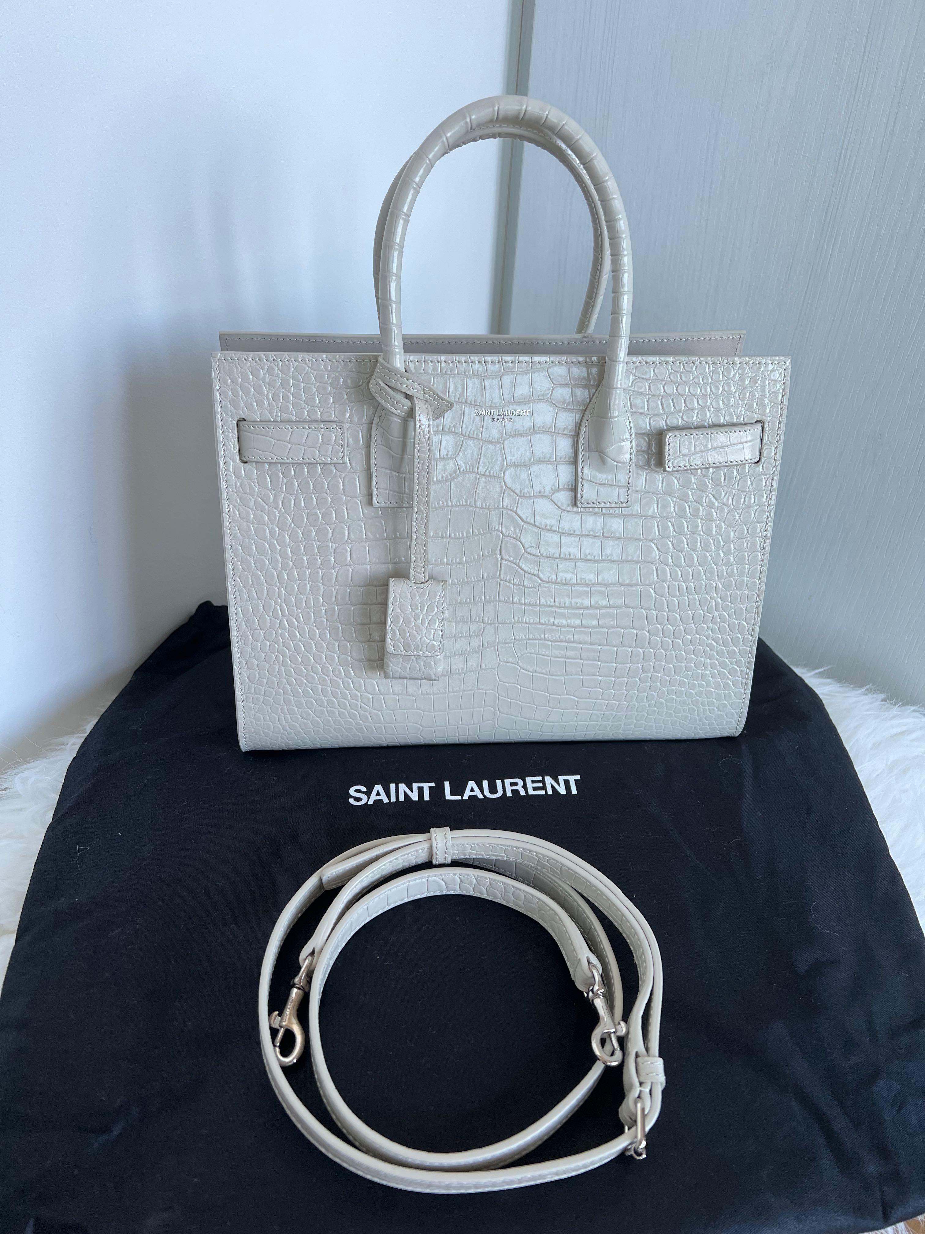 Saint Laurent Classic Baby Sac De Jour Bag In Pearl White