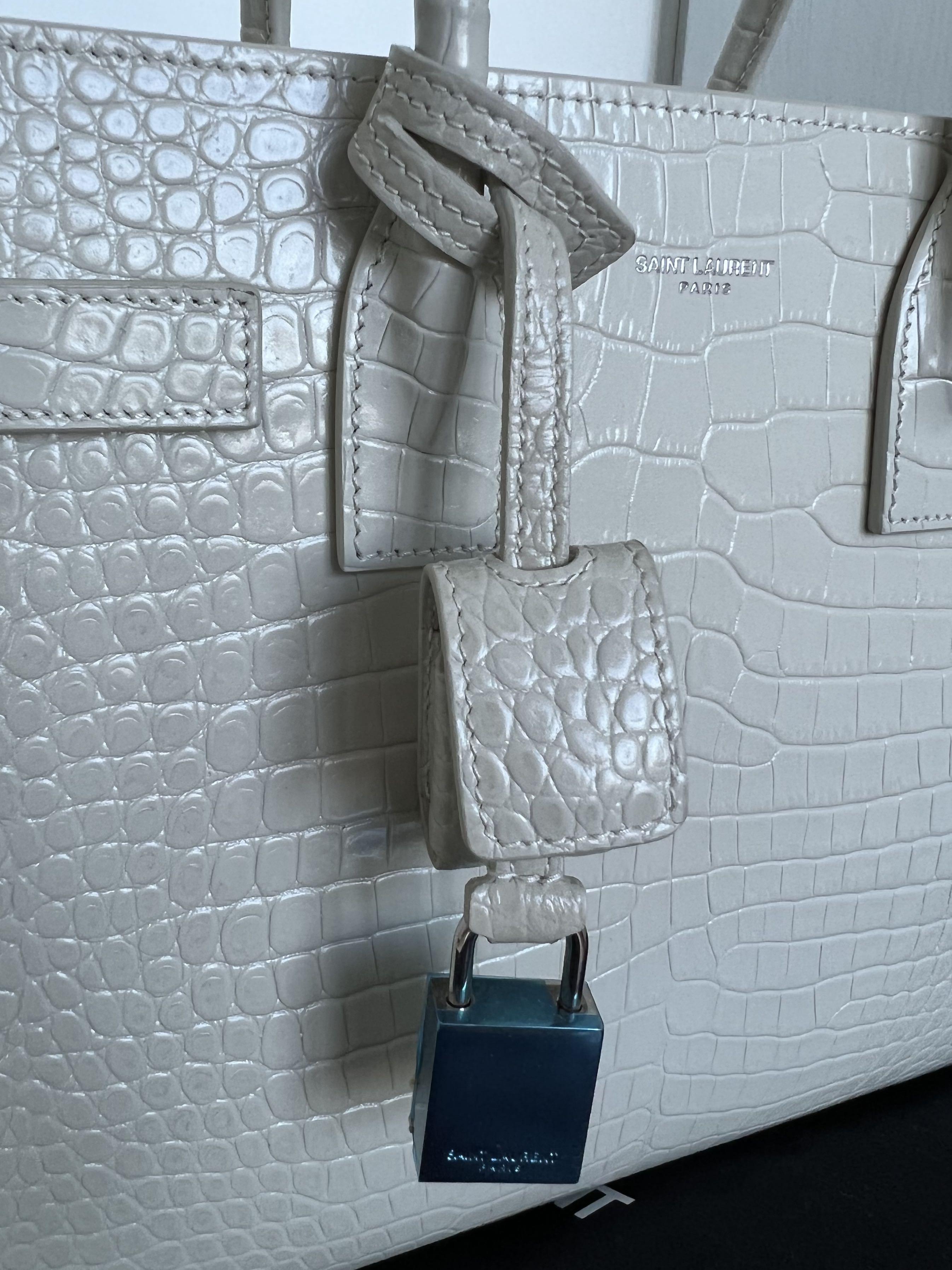 Saint Laurent white mini croc Sac de Jour bag - BOPF