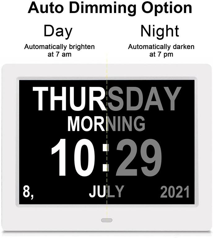 SSA 8 Inch Digital Alarm Clock, Digital Calendar Day Clock for Dementia