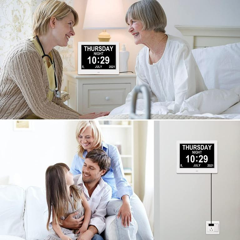 SSA 8 Inch Digital Alarm Clock, Digital Calendar Day Clock for Dementia, Low Visibility Read