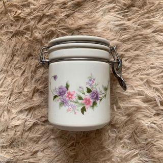 Vintage floral porcelain kitchen organizer / storage / container
