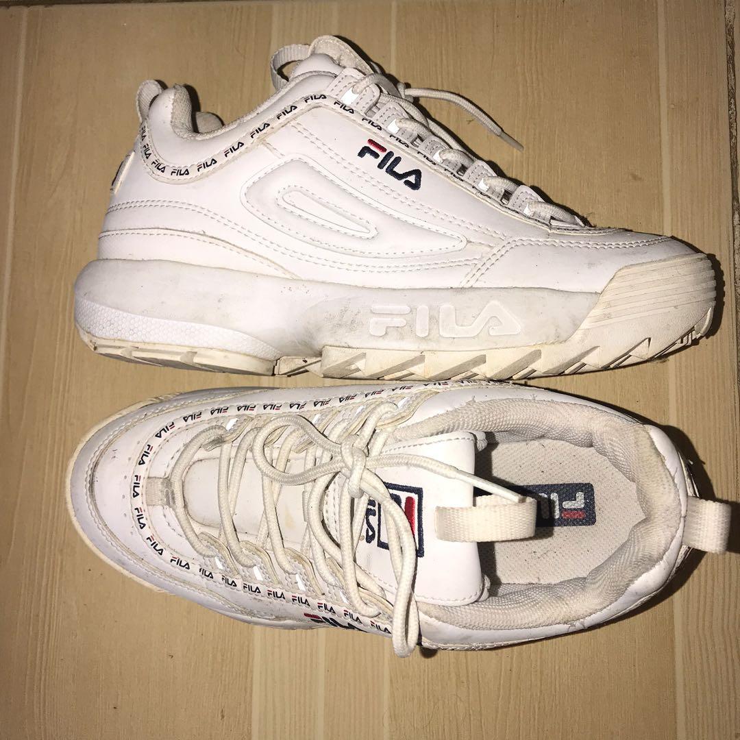 white fila tape thick sole sneakers shoes (size us 8 eu 41 uk 7), Men's Fashion, Sneakers on Carousell