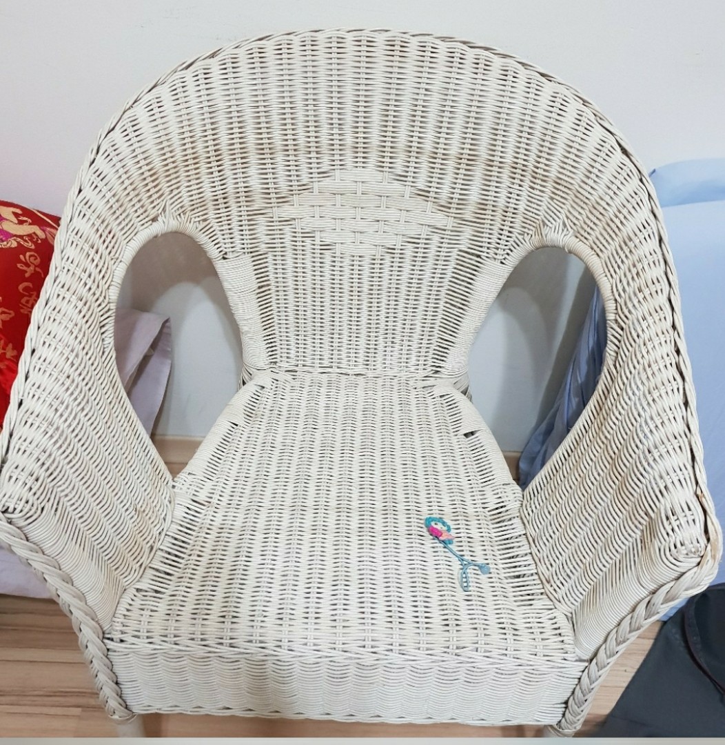 White rattan, Furniture & Home Living, Furniture, Chairs on Carousell