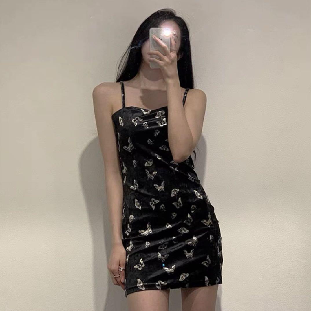 Black velvet online butterfly dress
