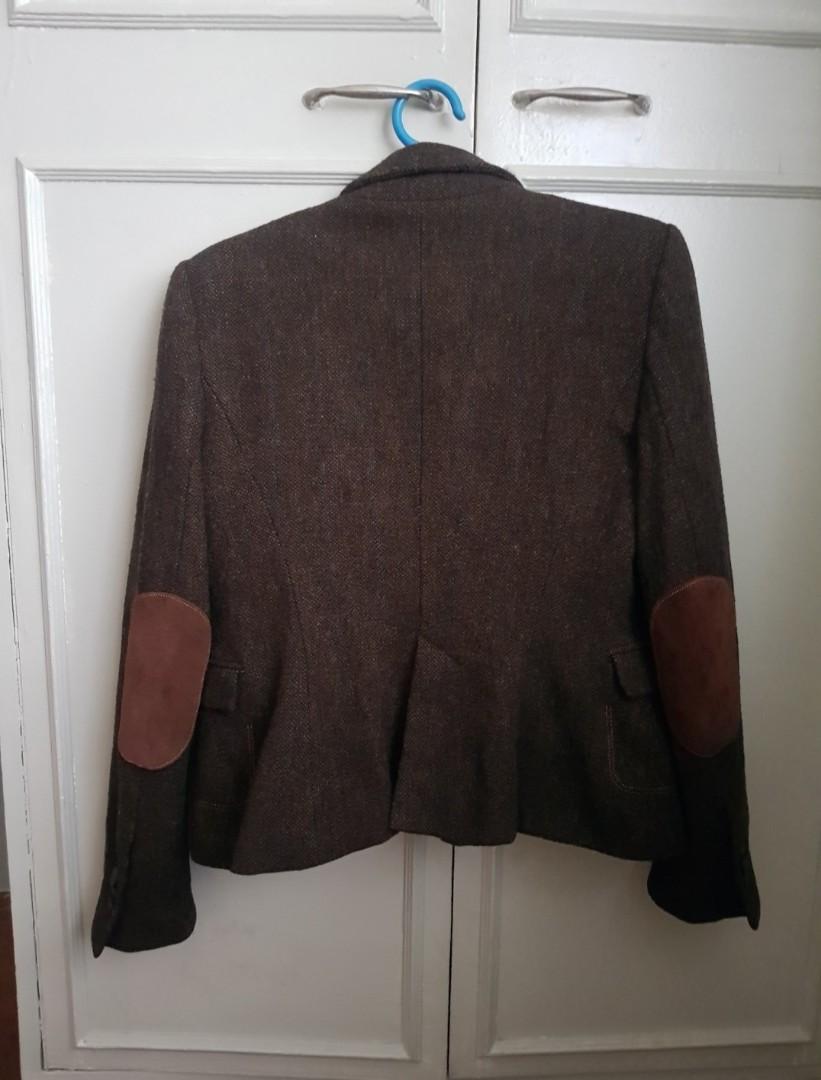 Zara tweed jacket with elbow patch, Women's Fashion, Coats, Jackets and
