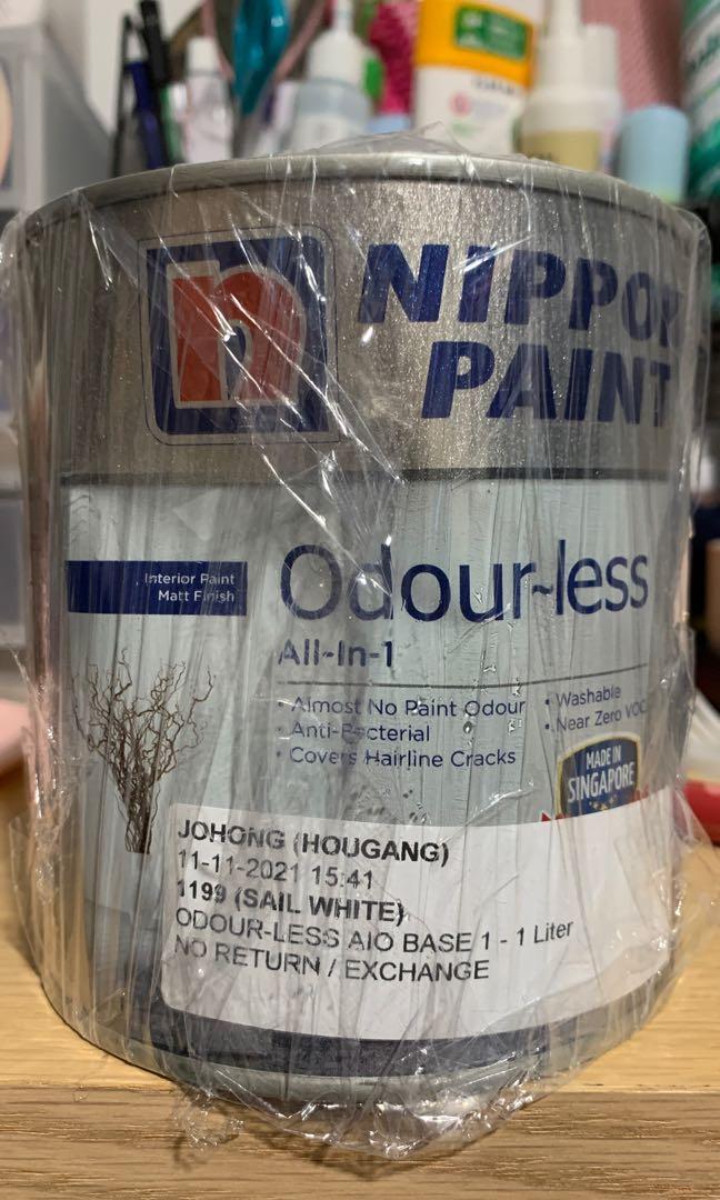 1L Nippon Paint Odourless Allin1 Sail White (1199), Furniture & Home Living, Home Improvement