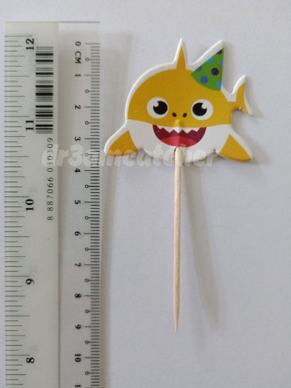 24 pieces Baby Shark cupcake toppers flags (stand, cake flag topper
