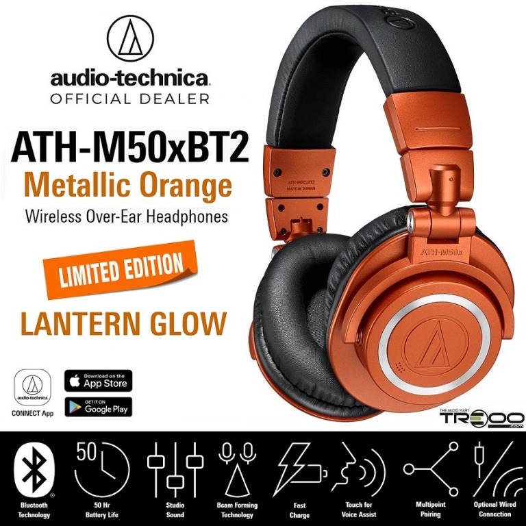 PROMO!] Audio-Technica ATH-M50xBT2 Metallic Orange Wireless Bluetooth  Over-the-Ear Headphone with - Lantern Glow [Limited Edition], Audio,  Headphones  Headsets on Carousell