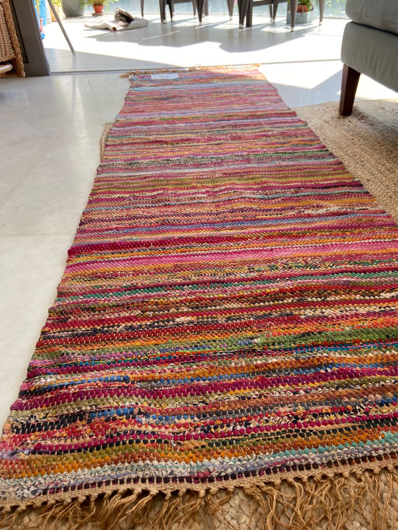 Colourful jute chindi rug, Furniture & Home Living, Home Decor, Carpets