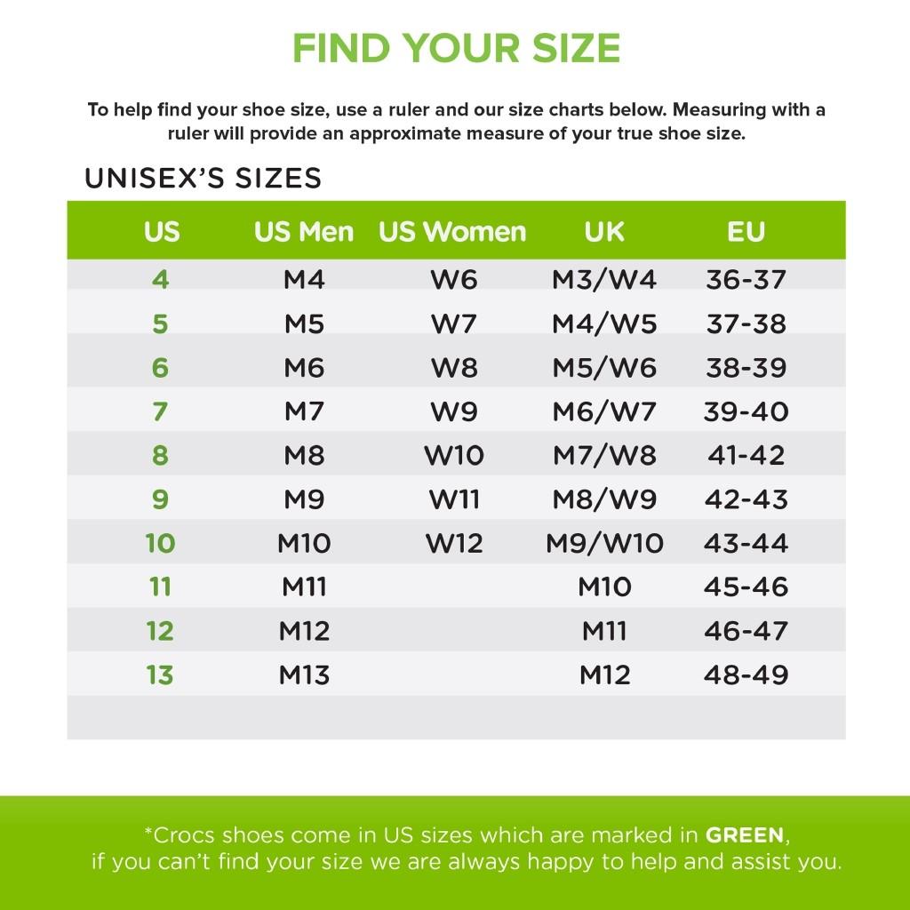 Crocs size chart clearance m11