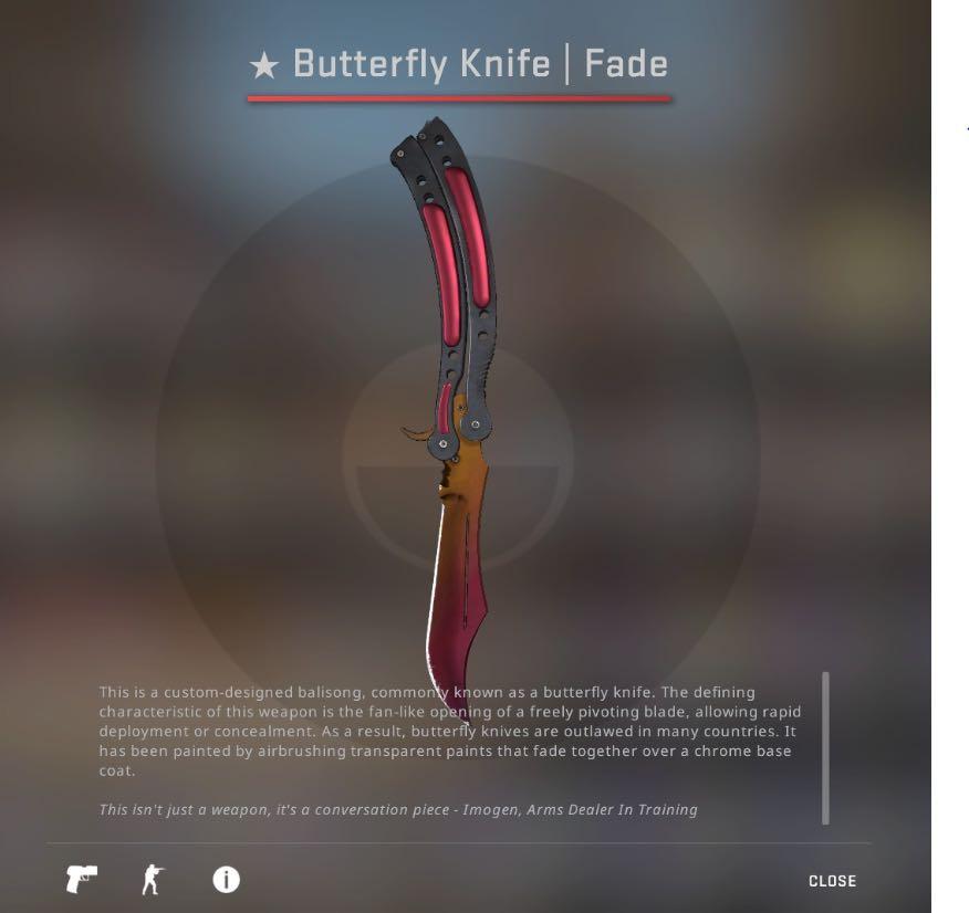 CSGO Butterfly Knife Fade (FN), Video Gaming, Video Games, Others on