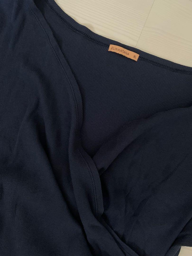 ELIN x Katana Navy Blue Breastfeeding Nursing Romper, Women's Fashion