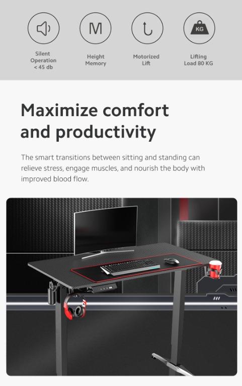 Ergonomic Smart Home Office Work Lifting Desk/Gaming Table Electric ...
