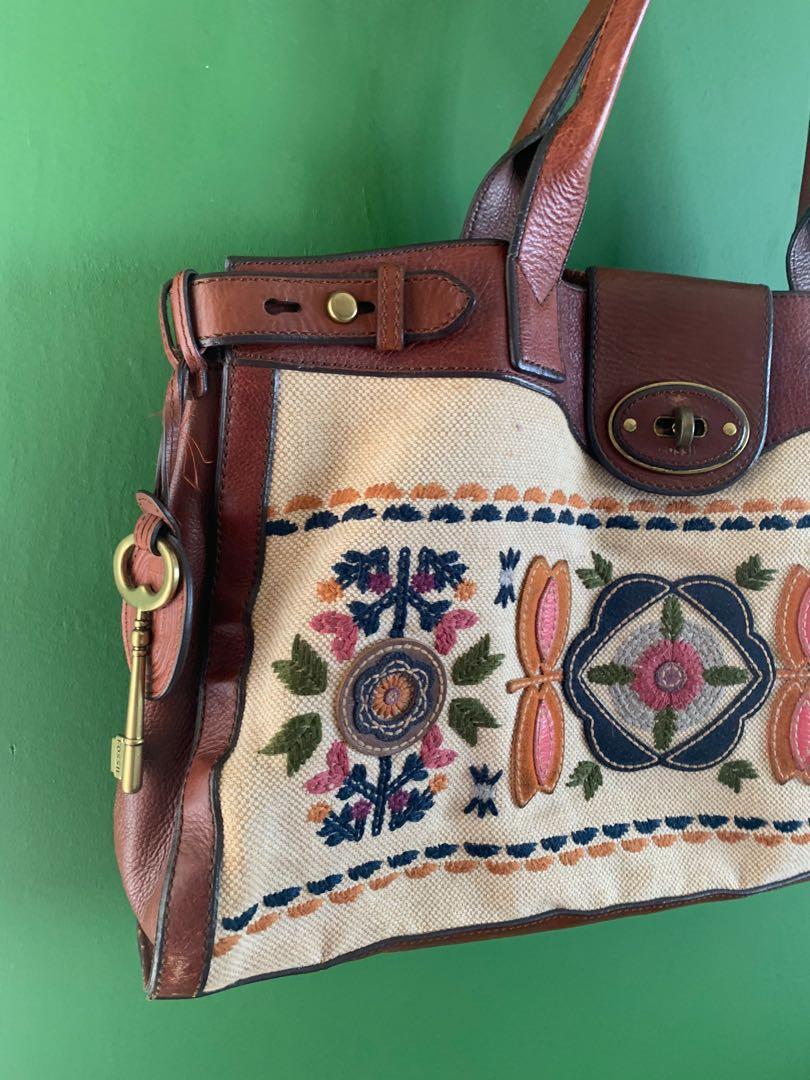 Fossil Flower Patchwork tote bag TerlebihBeli Women s Fashion