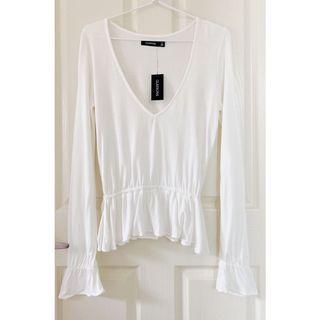 Glassons bell sleeve peplum top size S