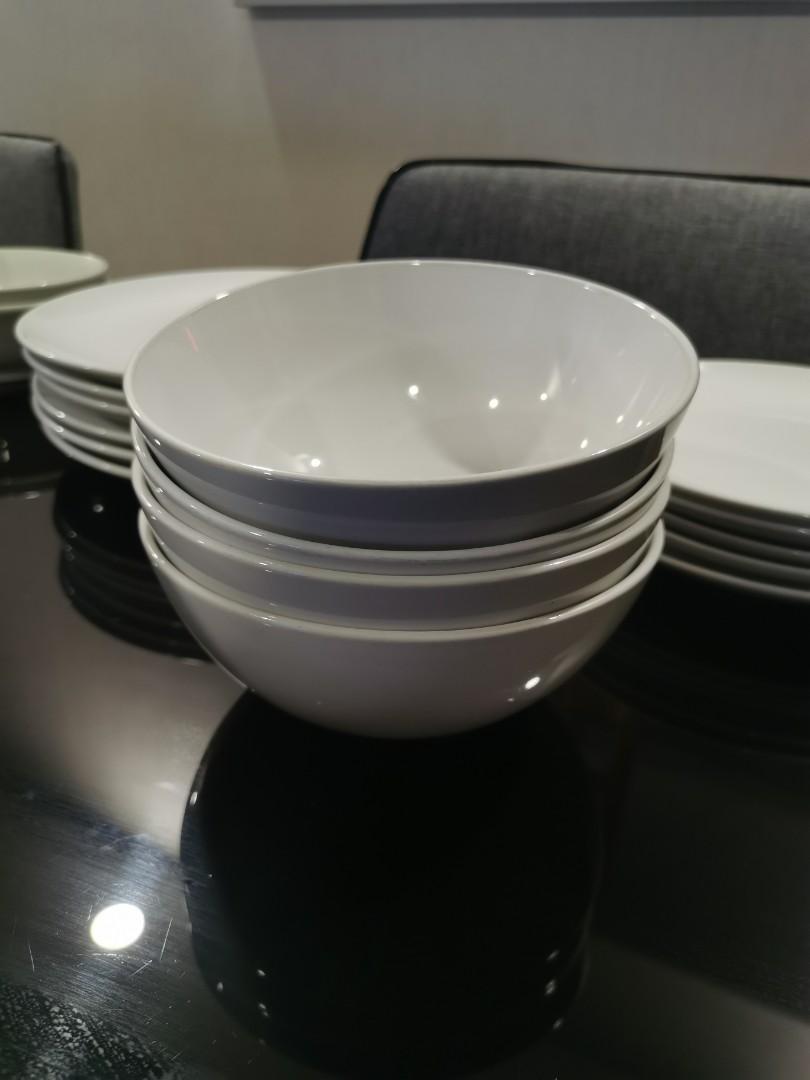 ikea plates and bowls (white), Furniture & Home Living, Kitchenware